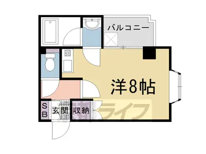 阪急電鉄京都線 西院駅(阪急) 徒歩9分 4階建 築30年(ワンルーム/2階)の間取り写真