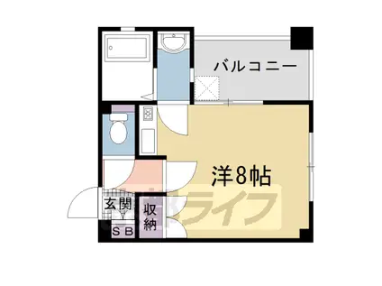 阪急電鉄京都線 西院駅(阪急) 徒歩9分 4階建 築30年(ワンルーム/2階)の間取り写真