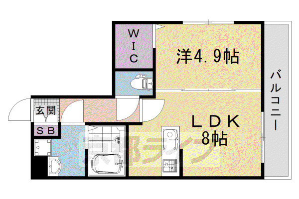 京都市東西線 太秦天神川駅 徒歩9分 3階建 築1年(1LDK/1階)の間取り写真