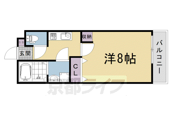 京都市東西線 太秦天神川駅 徒歩9分 3階建 築1年(1K/3階)の間取り写真