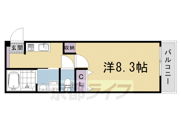 京都市東西線 太秦天神川駅 徒歩9分 3階建 築1年(1K/1階)の間取り写真