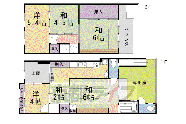 京福北野線 等持院・立命館大学衣笠キャンパス前駅 徒歩6分 2階建 築58年(6K)の間取り写真