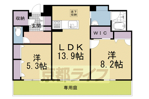 グランドルフ(2LDK/1階)の間取り写真