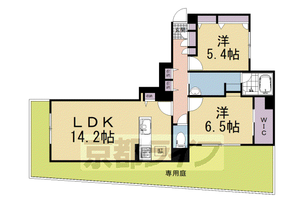 近鉄京都線 久津川駅 徒歩8分 2階建 新築(2LDK/1階)の間取り写真