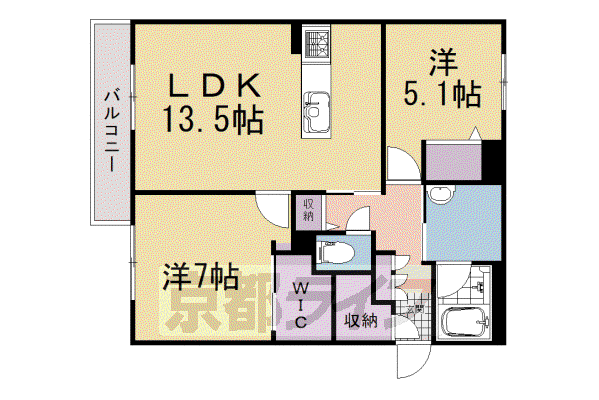 近鉄京都線 久津川駅 徒歩8分 2階建 新築(2LDK/2階)の間取り写真