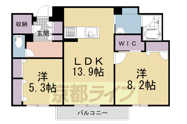 近鉄京都線 久津川駅 徒歩8分 2階建 新築(2LDK/2階)の間取り写真