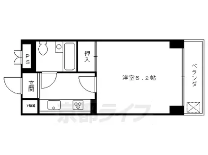 阪急電鉄京都線 西院駅(阪急) 徒歩5分 4階建 築36年(1K/1階)の間取り写真