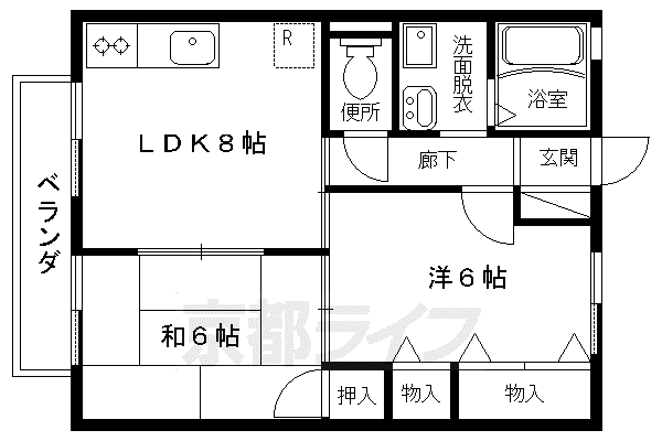 山陰本線 嵯峨嵐山駅 徒歩8分 2階建 築28年(2LDK/1階)の間取り写真