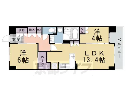 山陰本線 丹波口駅 徒歩2分 9階建 築1年(2LDK/8階)の間取り写真