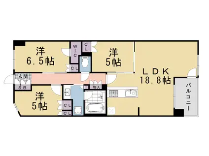 山陰本線 丹波口駅 徒歩2分 9階建 築1年(3LDK/5階)の間取り写真