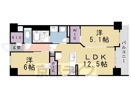 山陰本線 丹波口駅 徒歩2分 9階建 築1年(2LDK/3階)の間取り写真