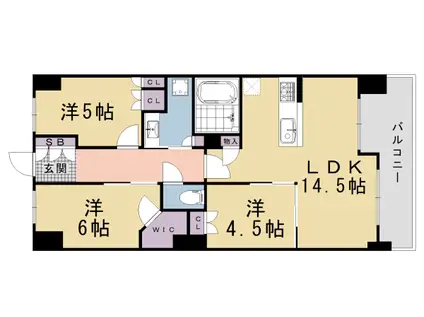 山陰本線 丹波口駅 徒歩2分 9階建 築1年(3LDK/7階)の間取り写真
