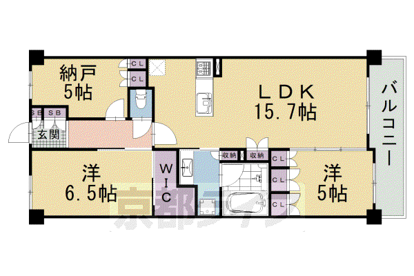 山陰本線 丹波口駅 徒歩2分 9階建 築1年(2SLDK/8階)の間取り写真