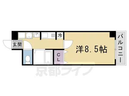 阪急電鉄京都線 西院駅(阪急) 徒歩6分 10階建 築26年(1K/9階)の間取り写真