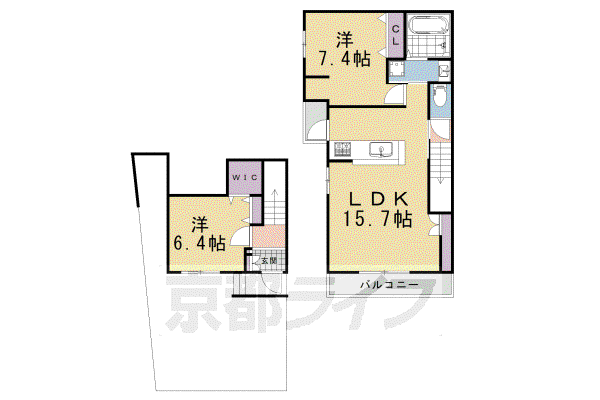HEBEL MAISON 紫野(2LDK/1階)の間取り写真
