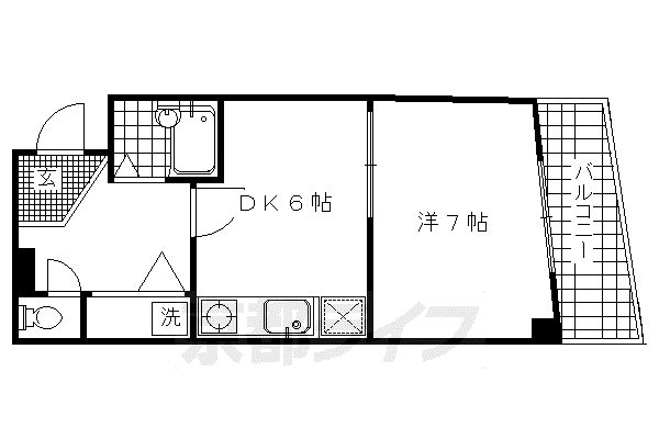 東海道本線 西大路駅 徒歩12分 3階建 築27年(1DK/2階)の間取り写真