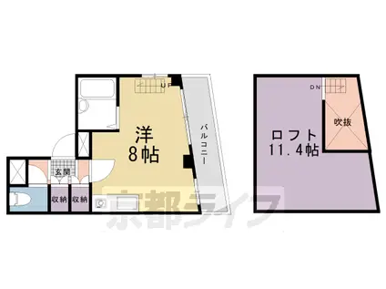 東海道本線 西大路駅 徒歩12分 3階建 築27年(ワンルーム/3階)の間取り写真