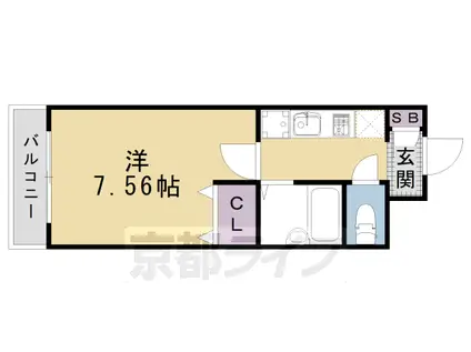 阪急電鉄京都線 大宮駅(京都) 徒歩9分 3階建 築26年(1K/1階)の間取り写真