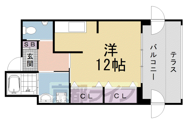 京福嵐山本線 鹿王院駅 徒歩11分 3階建 築22年(ワンルーム/1階)の間取り写真