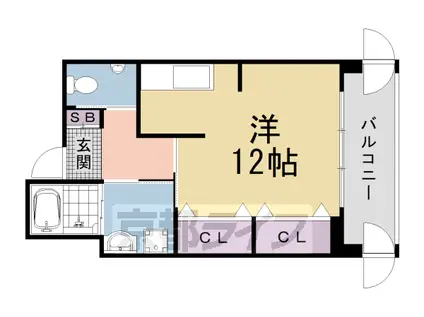 京福嵐山本線 鹿王院駅 徒歩11分 3階建 築21年(ワンルーム/2階)の間取り写真