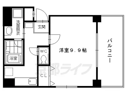京都市烏丸線 丸太町駅(京都市営) 徒歩15分 5階建 築26年(1K/3階)の間取り写真