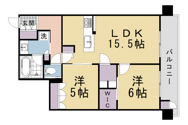 プレミスト京都二条城北(2LDK/6階)の間取り写真