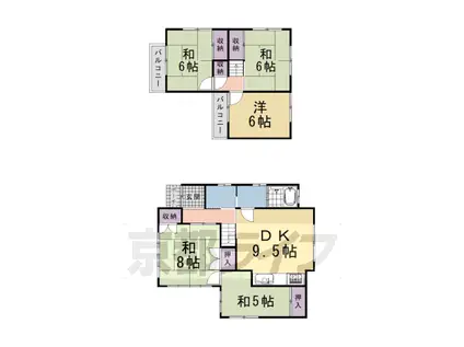 山陰本線 馬堀駅 徒歩25分 2階建 築36年(5DK)の間取り写真