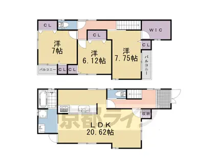 阪急電鉄京都線 西向日駅 徒歩37分 2階建 新築(3LDK)の間取り写真