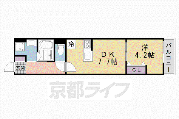 EIJU牧野駅前A(1DK/1階)の間取り写真