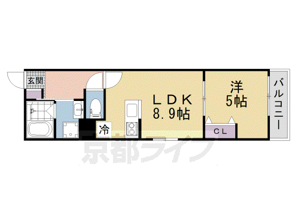 京阪電気鉄道京阪線 牧野駅 徒歩5分 3階建 築1年(1LDK/2階)の間取り写真
