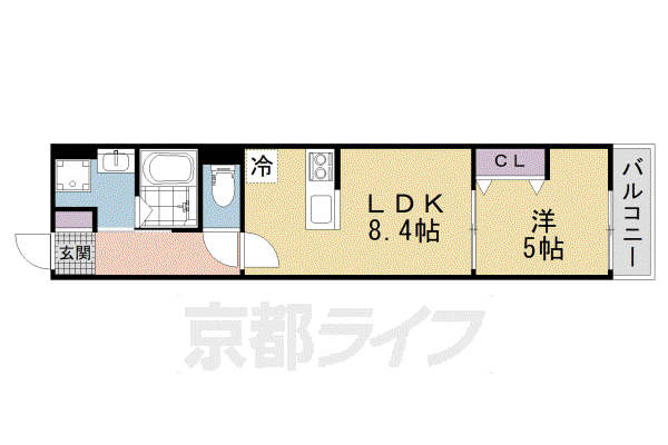 京阪電気鉄道京阪線 牧野駅 徒歩5分 3階建 築1年(1LDK/3階)の間取り写真