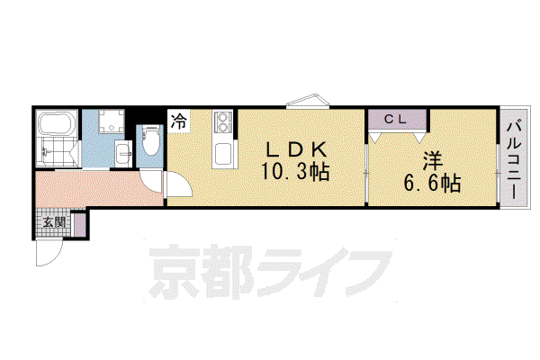 京阪電気鉄道京阪線 牧野駅 徒歩5分 3階建 築1年(1LDK/2階)の間取り写真