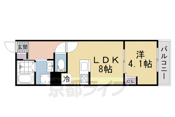 京阪電気鉄道京阪線 牧野駅 徒歩5分 3階建 築1年(1LDK/1階)の間取り写真