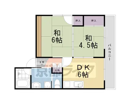 エントピア車折(2DK/3階)の間取り写真
