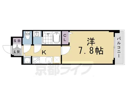 ファステート京都洛南エリーゼ(1K/7階)の間取り写真