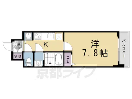 京都市烏丸線 十条駅(京都市営) 徒歩4分 7階建 新築(1K/2階)の間取り写真