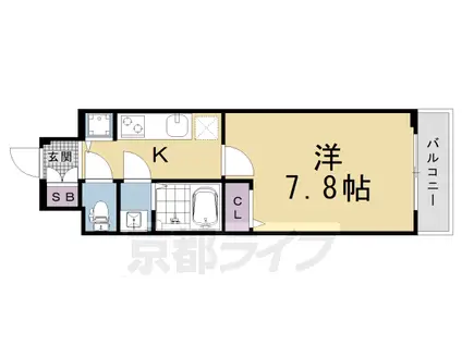 京都市烏丸線 十条駅(京都市営) 徒歩4分 7階建 新築(1K/3階)の間取り写真