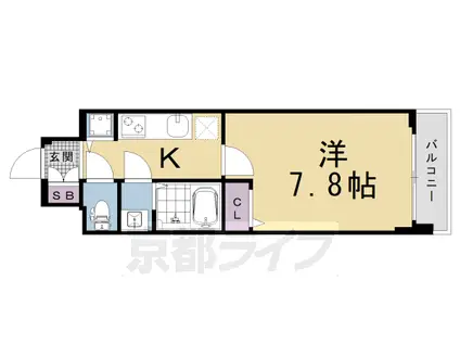 京都市烏丸線 十条駅(京都市営) 徒歩4分 7階建 新築(1K/3階)の間取り写真