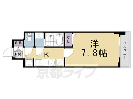 京都市烏丸線 十条駅(京都市営) 徒歩4分 7階建 新築(1K/1階)の間取り写真