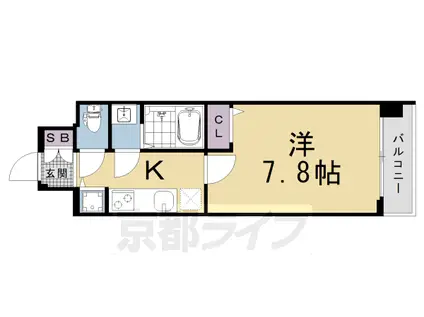 ファステート京都洛南エリーゼ(1K/7階)の間取り写真