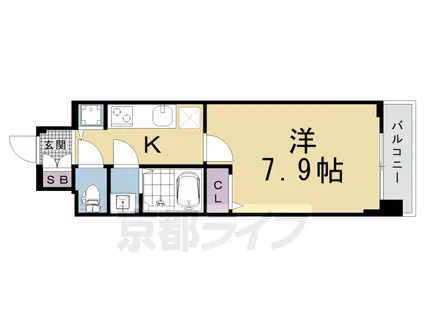 ファステート京都洛南エリーゼ(1K/6階)の間取り写真