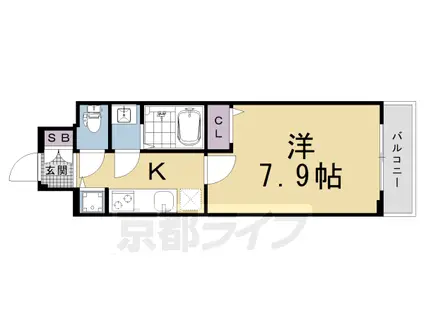 ファステート京都洛南エリーゼ(1K/7階)の間取り写真