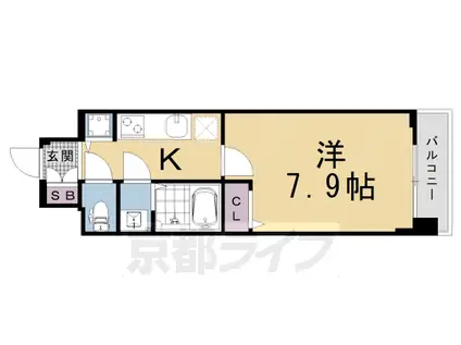 ファステート京都洛南エリーゼ(1K/7階)の間取り写真