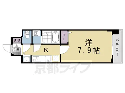ファステート京都洛南エリーゼ(1K/7階)の間取り写真