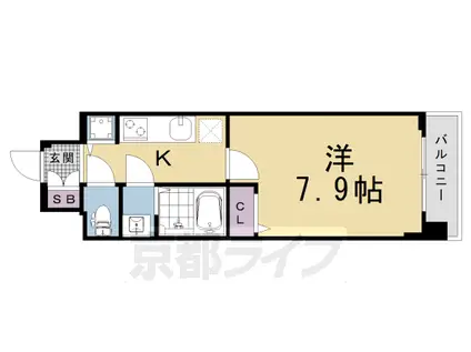 京都市烏丸線 十条駅(京都市営) 徒歩4分 7階建 新築(1K/2階)の間取り写真