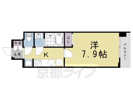 ファステート京都洛南エリーゼ(1K/7階)の間取り写真
