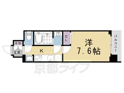 京都市烏丸線 十条駅(京都市営) 徒歩4分 7階建 新築(1K/2階)の間取り写真