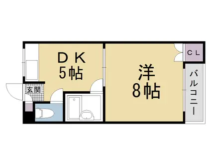 阪急電鉄京都線 西京極駅 徒歩13分 3階建 築54年(1DK/1階)の間取り写真