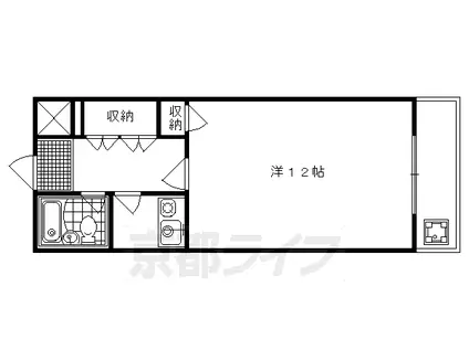 山陰本線 花園駅(京都) 徒歩11分 4階建 築38年(1K/3階)の間取り写真