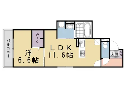近鉄京都線 伏見駅(京都) 徒歩11分 3階建 築1年(1LDK/2階)の間取り写真